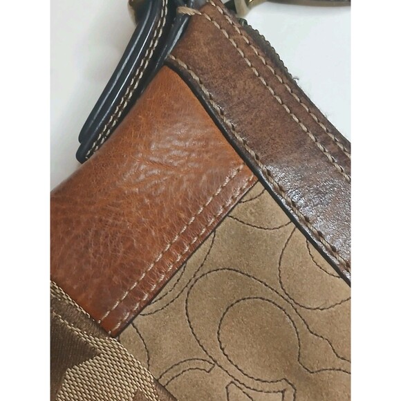 Vtg Coach Patchwork Hobo Bag Brown Leather Suede Animal Print Signature Print - Picture 10 of 16